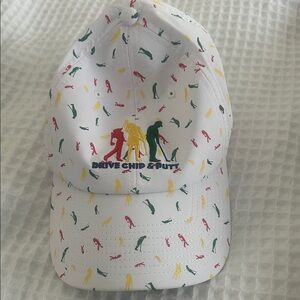 Kids White Golf Cap with Colorful Golfer Print